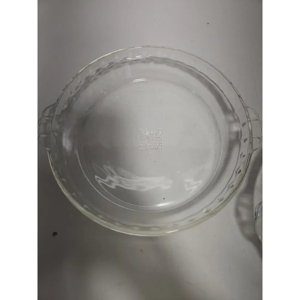 Vintage Pyrex 229 Clear Glass Pie Plates Set of 2 Flavor Saver Baking Dishes